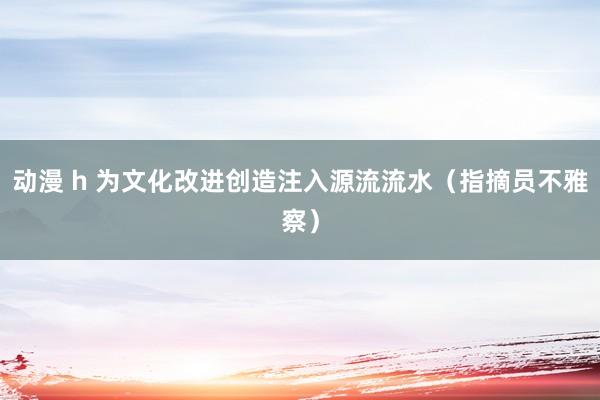 动漫 h 为文化改进创造注入源流流水（指摘员不雅察）